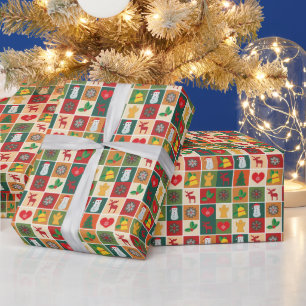 Cute Modern Christmas Snowflake, snowman Wrapping Paper