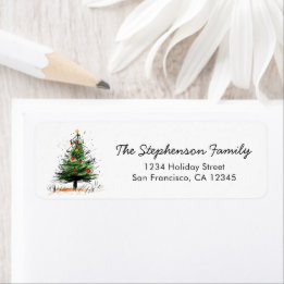 Cute Modern Christmas Tree Festive Return Address
