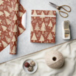 Cute Modern Christmas Tree Pattern Red White  Wrapping Paper<br><div class="desc">A simple modern Christmas tree pattern red gift wrap paper for your holiday gift wrapping needs.</div>