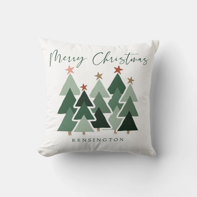 Cute Modern Christmas Trees Holiday Cushion (Front)