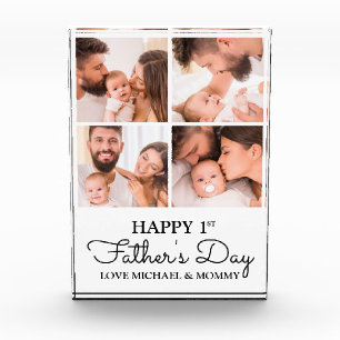 Cute Modern Collage Happy First Fathers Day Photo Block