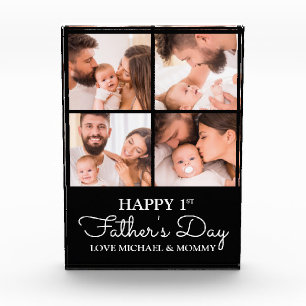 Cute Modern Collage Happy First Fathers Day Photo Block