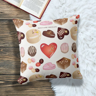 Cute Modern Colourful Chocolate Candy Heart Patter Cushion