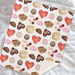 Cute Modern Colourful Chocolate Candy Heart Patter Sherpa Blanket