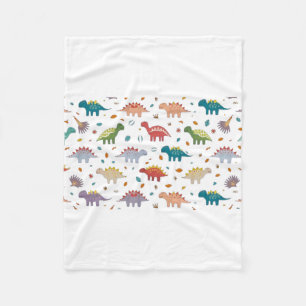 Cute Modern Colourful Fun Dinosaur Kids Fleece Blanket