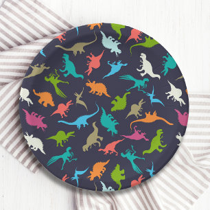 Cute Modern Colourful Fun Dinosaur Kids Party Paper Plate