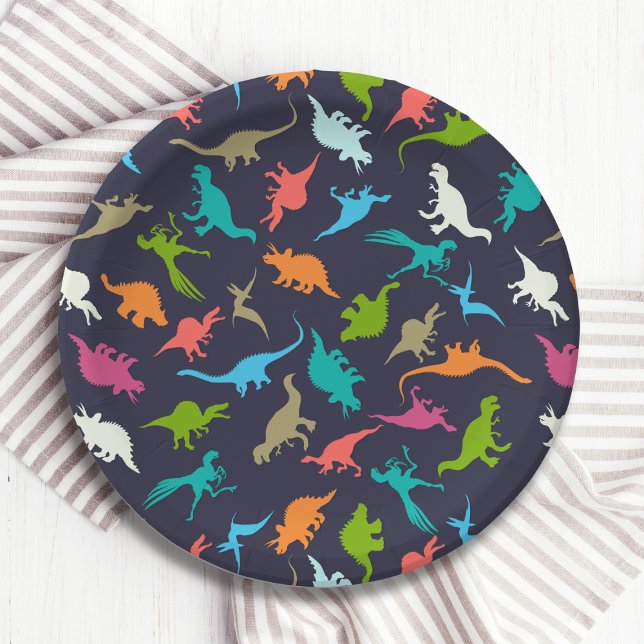 Cute Modern Colourful Fun Dinosaur Kids Party Paper Plate (Creator Uploaded)