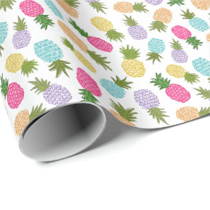 Cute Modern Colourful Pineapple Pattern Wrapping Paper