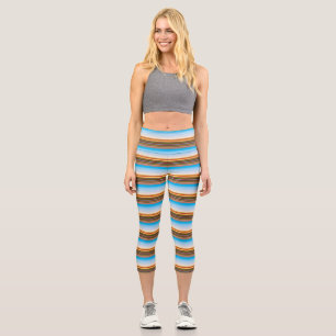 Cute modern colourful stripes capri leggings