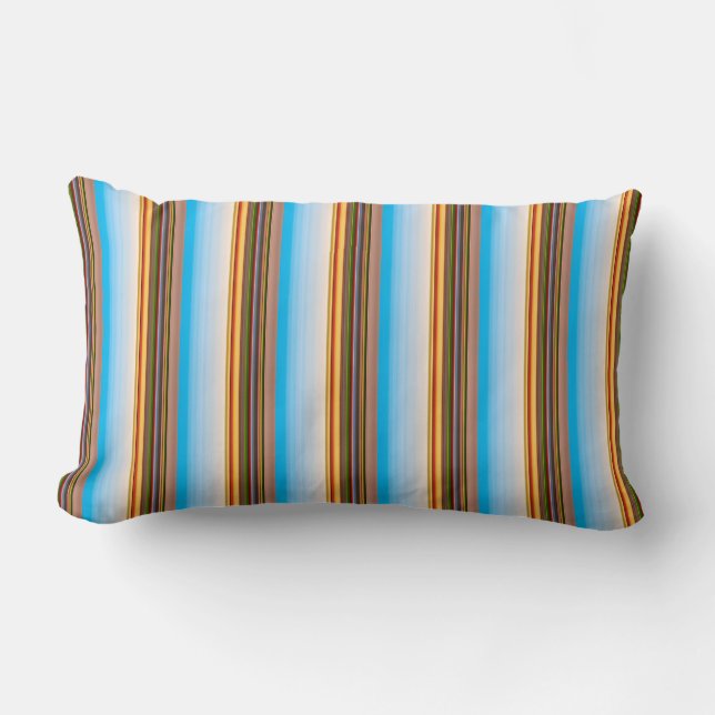 Cute modern colourful stripes  lumbar cushion (Front)