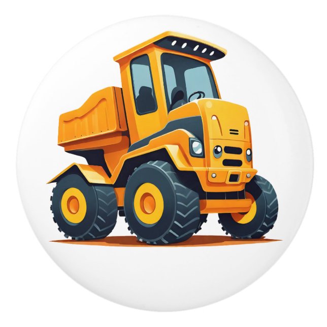 Cute Modern Construction Truck Personalised Ceramic Knob (Front)