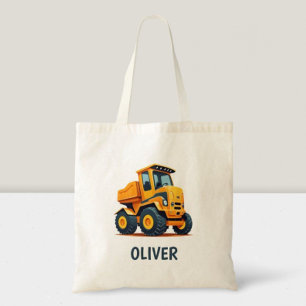Cute Modern Construction Truck Personalised Tote Bag