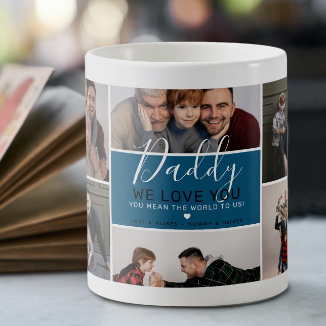 Cute Modern Daddy Photo Collage Gift Coffee Mug (Creator Uploaded)