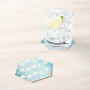 Cute Modern Daisy lily flower Rustic seamless Paper Coaster