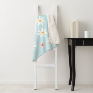 Cute Modern Daisy lily flower Rustic seamless Sherpa Blanket