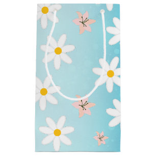 Cute Modern Daisy lily flower Rustic seamless Small Gift Bag