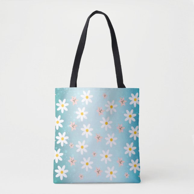 Cute Modern Daisy lily flower Rustic seamless  Tote Bag (Front)