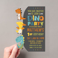 Cute Modern Dino Dinosaur Kid's Birthday Party