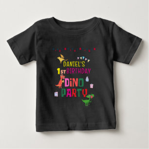 Cute Modern Dino Dinosaur Kid's Birthday Party Baby T-Shirt