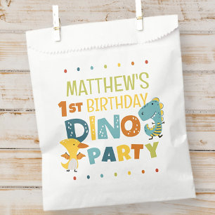Cute Modern Dino Dinosaur Kid's Birthday Party Favour Bags