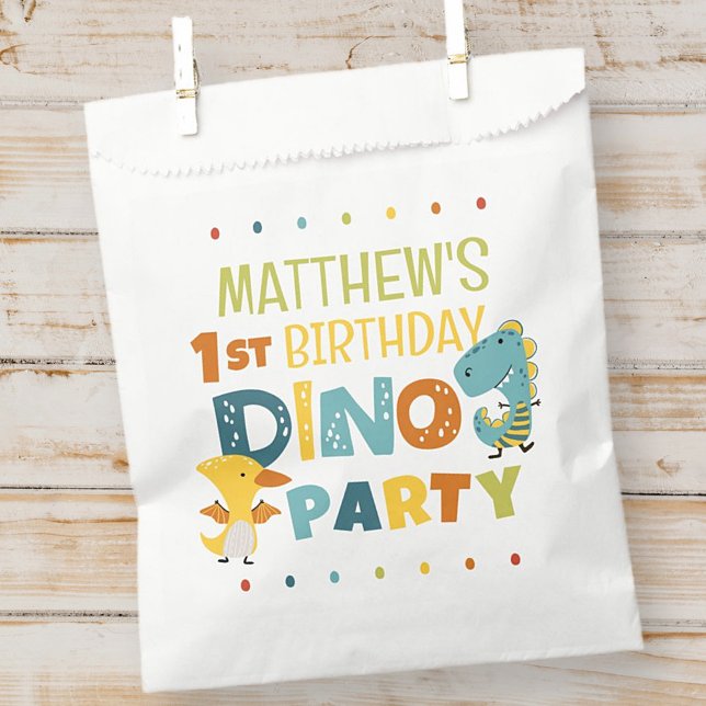 Cute Modern Dino Dinosaur Kid's Birthday Party Favour Bags (Creator Uploaded)