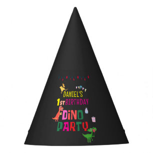 Cute Modern Dino Dinosaur Kid's Birthday Party Hat