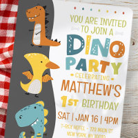 Cute Modern Dino Dinosaur Kid's Birthday Party