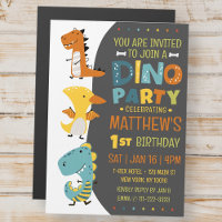Cute Modern Dino Dinosaur Kid's Birthday Party