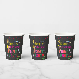 Cute Modern Dino Dinosaur Kid's Birthday Party Paper Cups