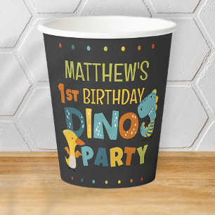 Cute Modern Dino Dinosaur Kid's Birthday Party Paper Cups