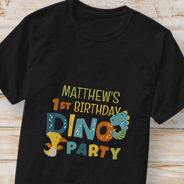 Cute Modern Dino Dinosaur Kid's Birthday Party T-Shirt (Creator Uploaded)