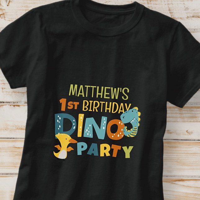 Cute Modern Dino Dinosaur Kid's Birthday Party T-Shirt (Creator Uploaded)