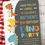 Cute Modern Dino Dinosaur Kid's Birthday Party Thank You Card<br><div class="desc">Composed of fun sans serif handwritten typography; Cute T-REX dinosaurs in the backgroud

This is designed by Select Party Supplies,  exclusive for Zazzle.

Available here:
http://www.zazzle.com/store/selectpartysupplies</div>