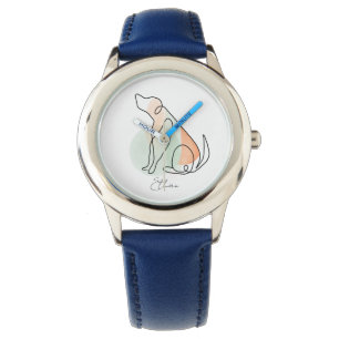 Cute modern dog personalised kids watch