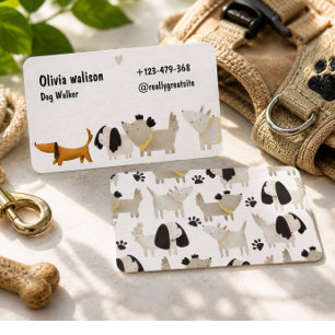 Cute Modern Dog Walker Pet Care Business Card