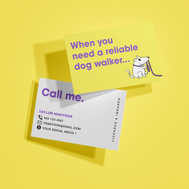Cute Modern Dog Walker Pet Sitter Business Card (Creator Uploaded)