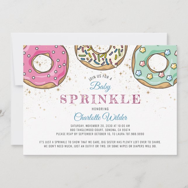 Cute Modern Doughnut Baby Sprinkle Invitation (Front)