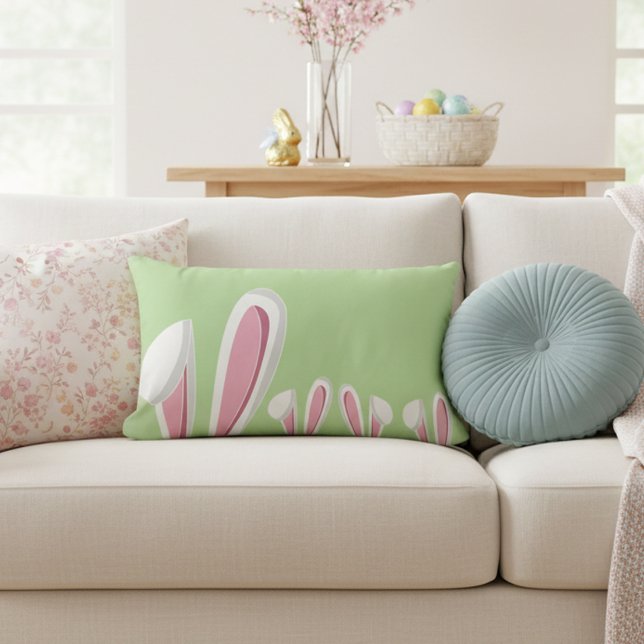 Cute Modern Easter Bunny Ears Lumbar Cushion (Creator Uploaded)
