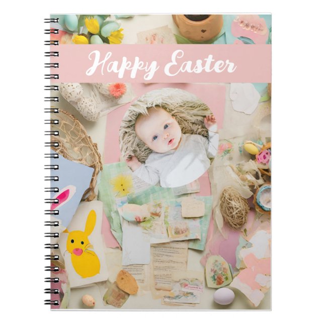 Cute Modern Easter collage scrapbook photo  Notebook (Front)