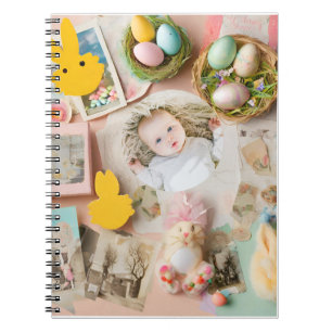 Cute Modern Easter collage scrapbook photo  Notebook