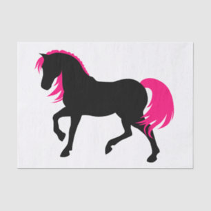 Cute Modern Elegant Black White & Hot Pink Horse Tissue Paper