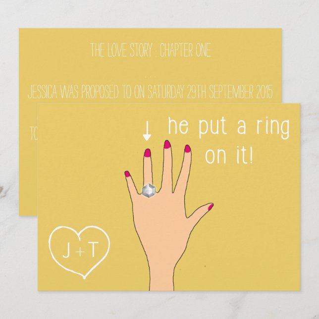 Cute Modern Engagement Announcements (Front/Back)