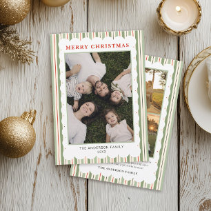 Cute Modern Family Photo Collage Merry Christmas Holiday Card