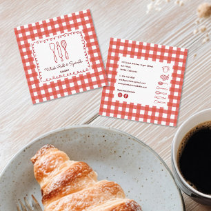 Cute Modern Farmhouse Gingham Bakery Square Business Card