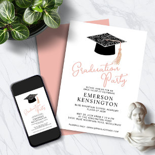 Cute Modern Feminine Graduation Party Invitation
