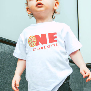 Cute Modern First Birthday Pizza Party Custom Name Baby T-Shirt