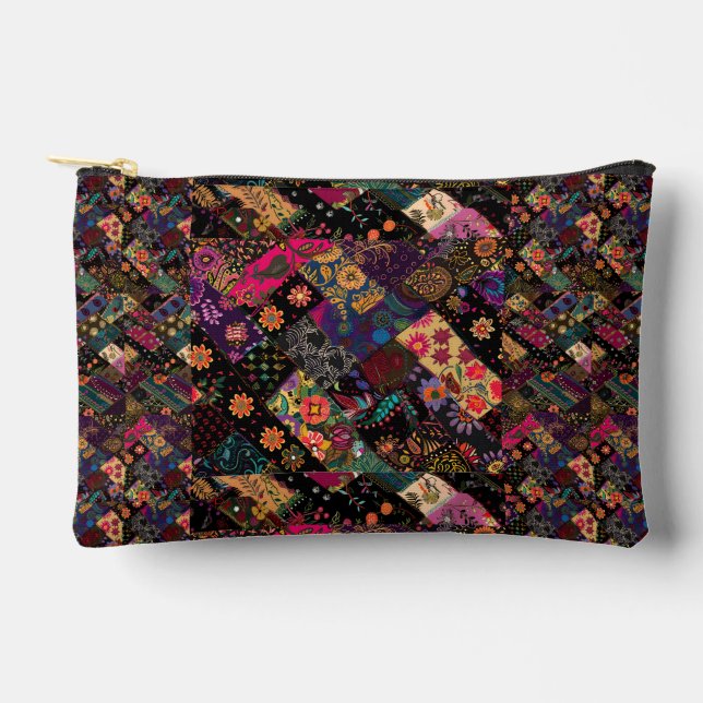 Cute Modern Floral Fun Boho Design Accessory Pouch (Front)