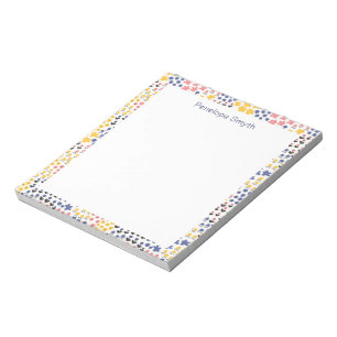 Cute Modern Flower Pattern with Name Notepad
