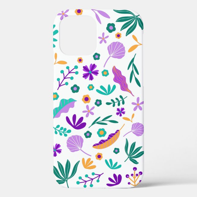 Cute Modern Flowers and Leaves Case-Mate iPhone Case (Back)