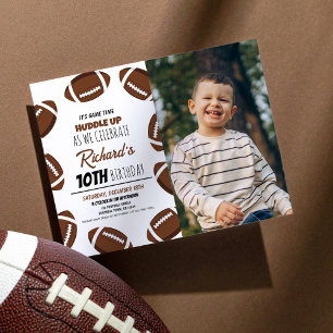 Cute Modern Football Budget Photo Birthday Invite